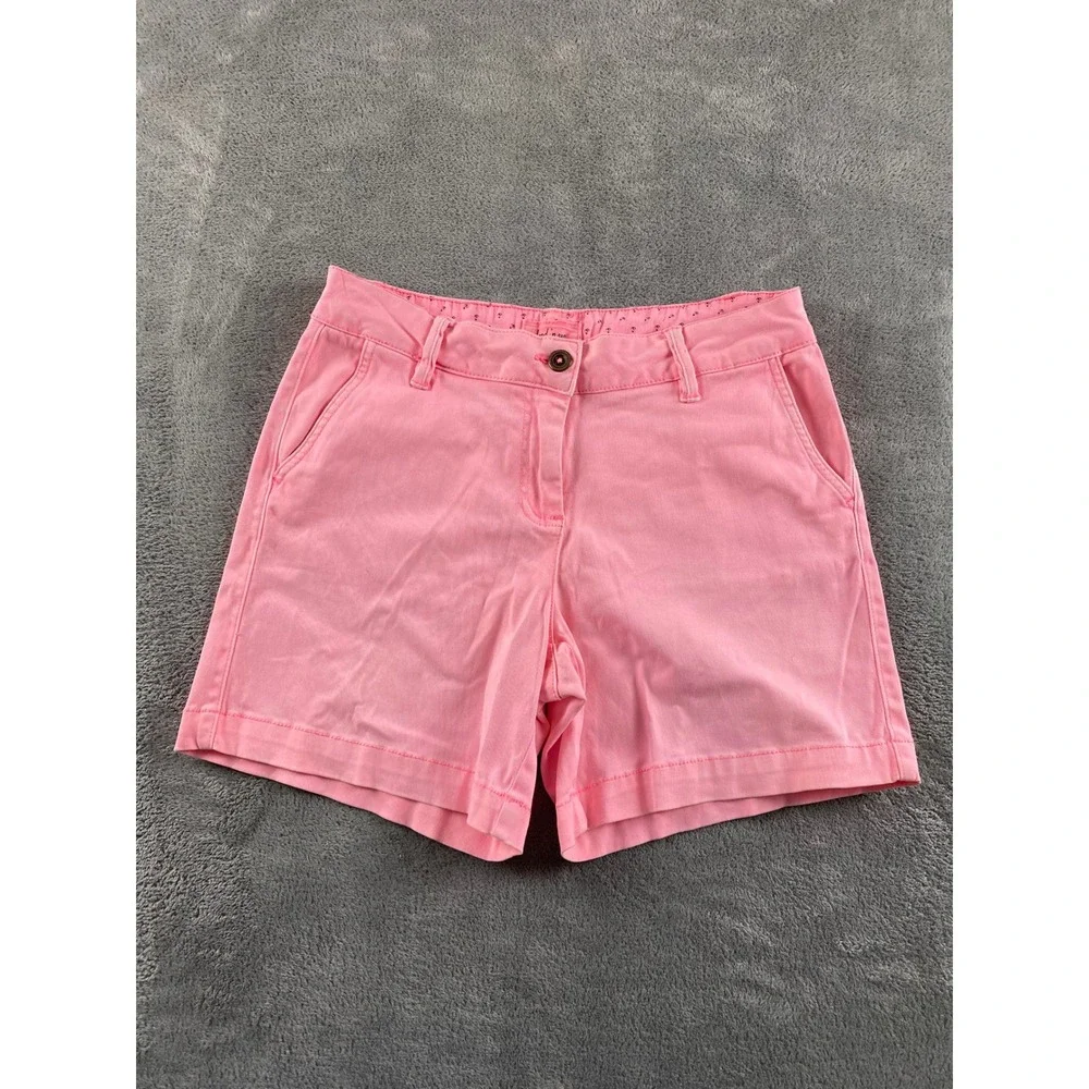 Land 'n Sea Womens Pink Chino Shorts Sz 4 Mid Rise Stretch Cotton Summer Casual